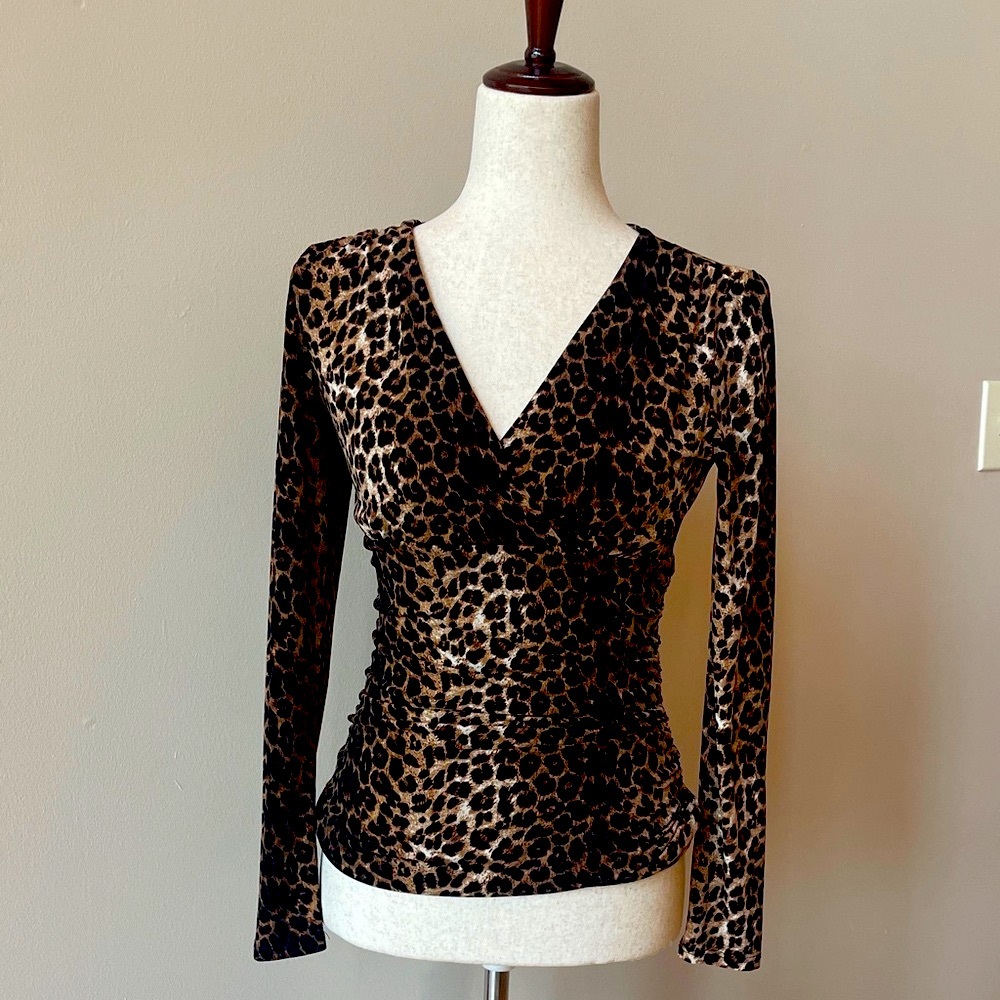 INC International Concepts Animal Print V-Neck Blouse